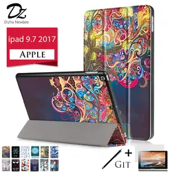 Dizha Высокое качество Модный чехол с принтом чехол для Apple Новый ipad 9,7 2017 принципиально чехол искусственная кожа Стенд планшеты + ручка плёнки