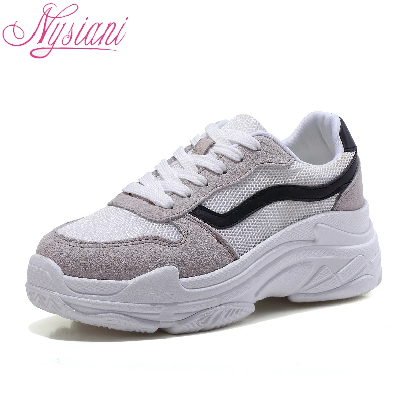 

2018 Split Leather Women's Sneakers Round Toe Mix Color Flat Platform Casual Moccasins For Women Lace Up Fashion Shoes Nysiani