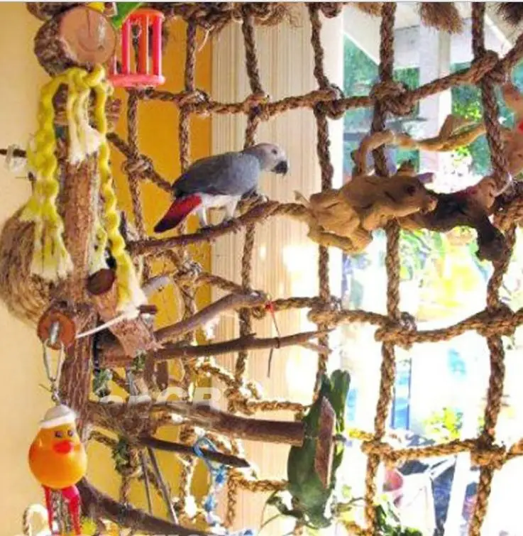 Birds Accessoires Bird Toy Parrot Hemp Rope Climbing Net Toy Bite