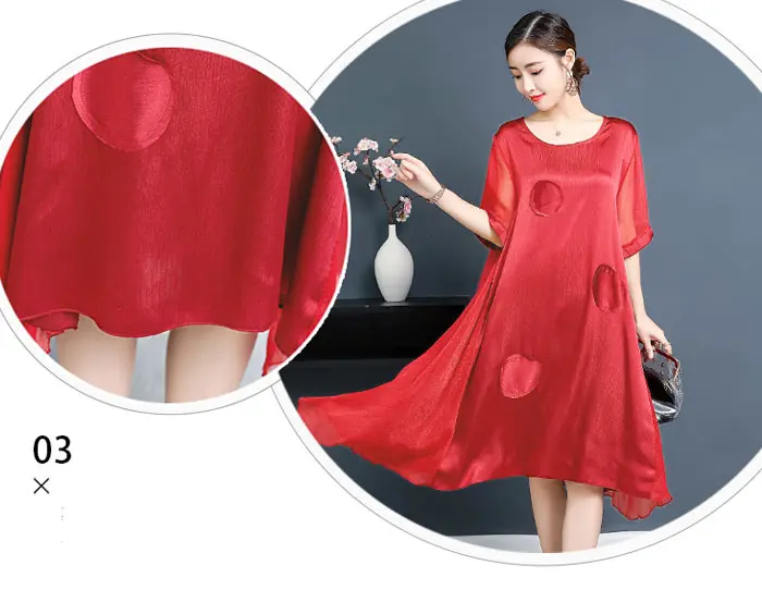 SymorHouse новое летнее Элегантное Шелковое красное платье, женское Новое дизайнерское платье с коротким рукавом и круглым воротником для офисных леди