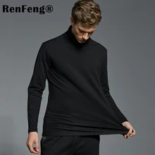 Теплая термальная водолазка футболка мужская брендовая-одежда однотонная с длинным рукавом с высоким воротом нижнее белье мужское высокое качество Осенняя майка мужская