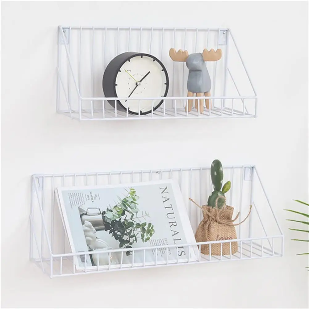 مبتكرة شبكة شنقا سلة مجلة الرف حامل وعاء الزهور جدار الحمام تخزين الرف غرفة المعيشة الديكور منظم منزلي