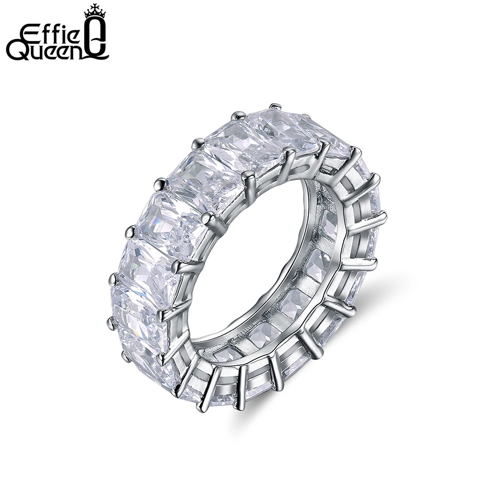 Effie Queen 2019 Row Eternal Crystal Jewelry Wedding Ring Clear Fashion Eternity Rings for Women Անվճար առաքում Զարդեր DR146