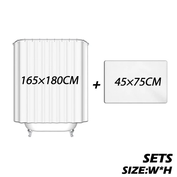 Тени и душа душевая занавеска в комплекте Водонепроницаемая полиэфирная ткань для ванной Шторка для ванной с нескользящим напольным ковриком - Цвет: Set-45x75 165x180cm