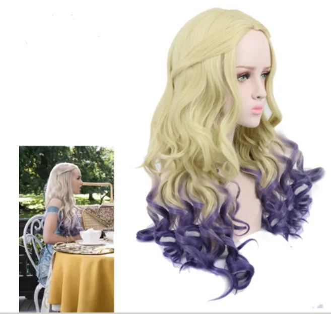

Descendants Evie Women Blue Mal cospaly Mix Synthetic Wig Hair Braid 24" Long Wavy Cosplay Wig Halloween Party Wigs