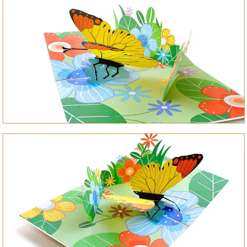 3D Поп-ап мультфильм бабочка Свадебное приглашение открытка День рождения Рождество День матери Gif