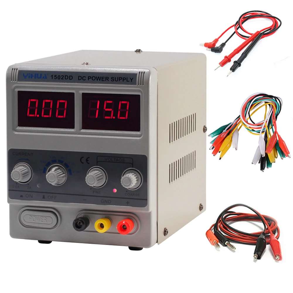 

YIHUA 1502DD DC Power Supply Laboratory Adjustable LED Digital For Phone Repair Rework 15V 2A Regulat or Switching Power Supply