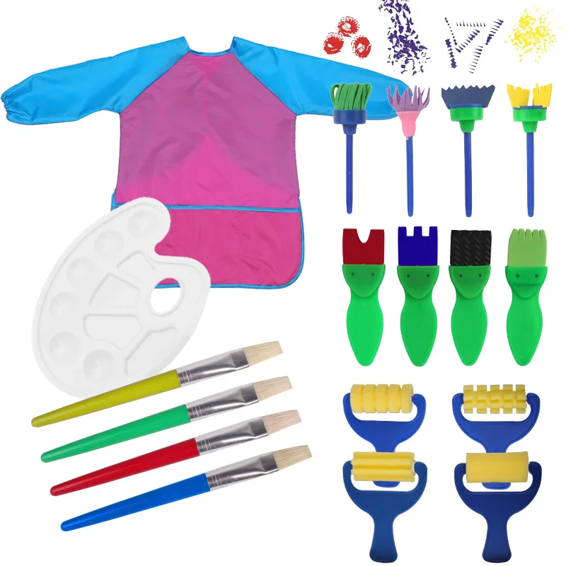 18 шт., детский набор для рисования граффити, креативная детская игрушка, губка, кисть, набор для рисования, кисти, палитра одежды, набор для детей, подарок