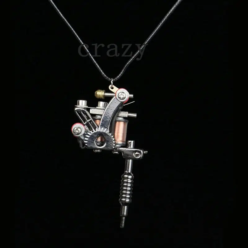 1PC Fashion Mini Tattoo Machine Jewelry Pendant Black Cool Tattoo