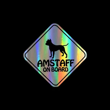 

Car Sticker 15CM*15CM AMSTAFF ON BOARD PET DOG Car Decal Motorcycle Reflective Laser Vinyl Car Sticker 3D Car Styling
