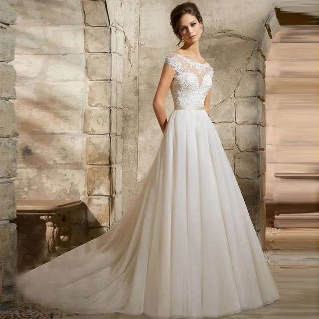 good quality appliqued lace tulle girl princess ivory wedding