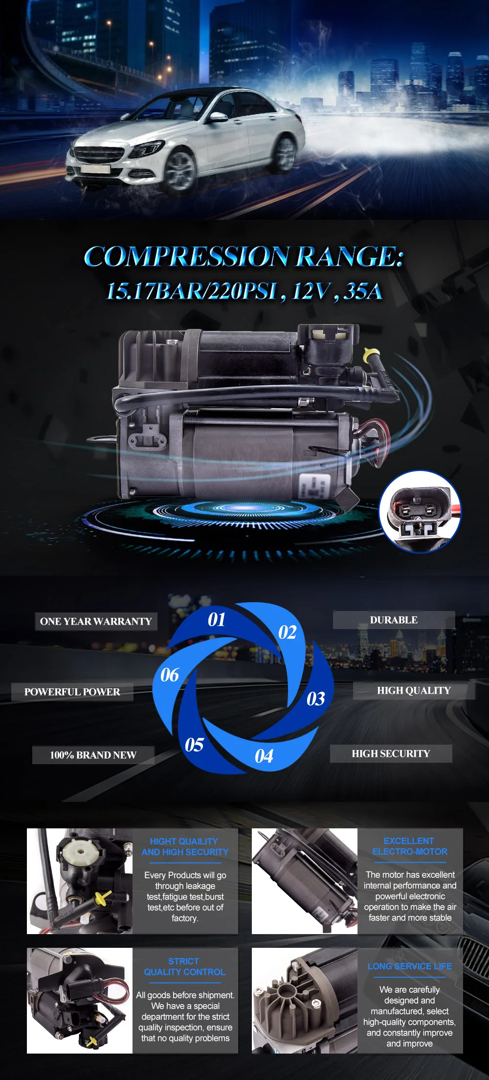 Компрессор пневматической подвески для Mercedes W220 W211 W219 с воздушным насосом Airmatic 2203200104; 2113200304220 320 01 04