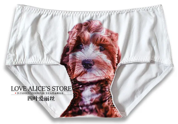 Women Lovely Underwear Panties Animal Dog Prints Soft Nylon Elastic ...
