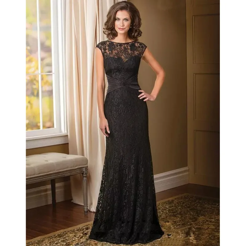 

Eleant Black Lace Mother of Bride Evening Dresses For Wedding Sexy Mermaid Groom Godmother Dresses moeder van de bruid jurken