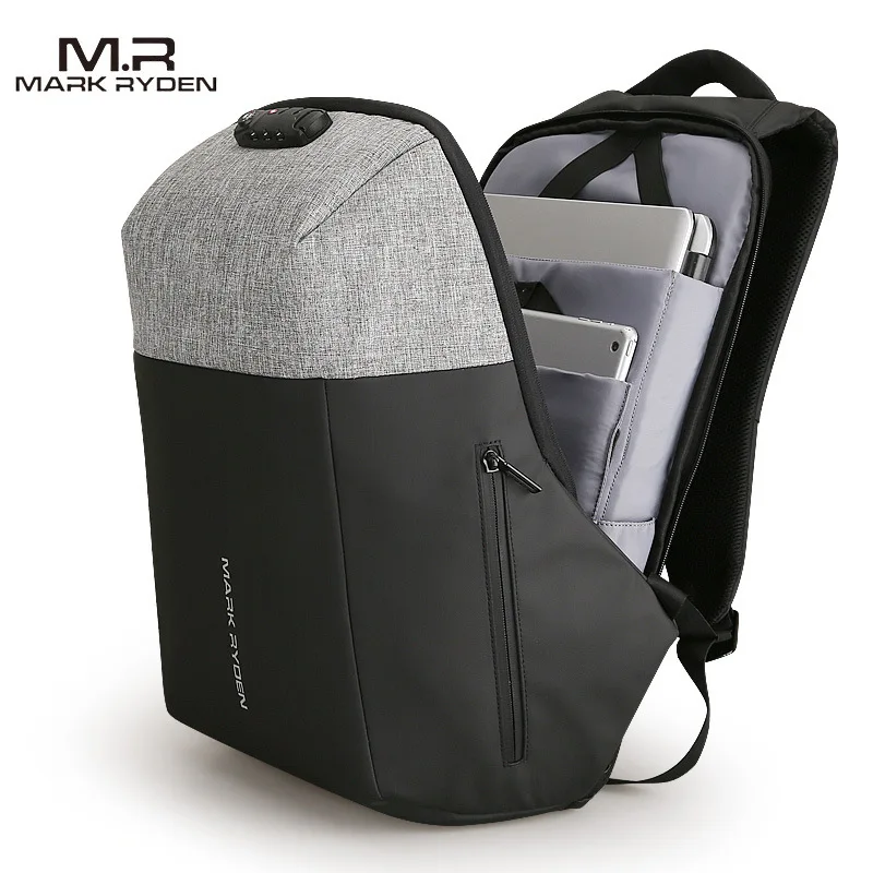 

Mark Ryden New Anti-theft USB Charging Laptop Backpack Hard Shell No Key TSA Customs Block Design Backpack Men Travel Backpack