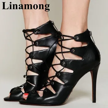 

Hottest Peep Toe Cross-tied High Heel Sexy Snakeskin Pattern Spring And Summer Sandals Fashion Women High Heel Sandals