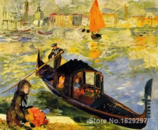 

Modern Landscapes paintings of Pierre Auguste Renoir Venetian Gondola Hand-painted Canvas art Home decor High quality