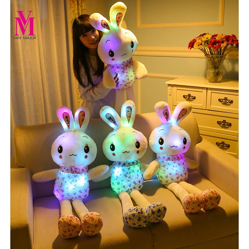 Plush Rabbit Bunny Glow Luminous Led Flashing Lights Soft font b Toys b font Christmas Birthday
