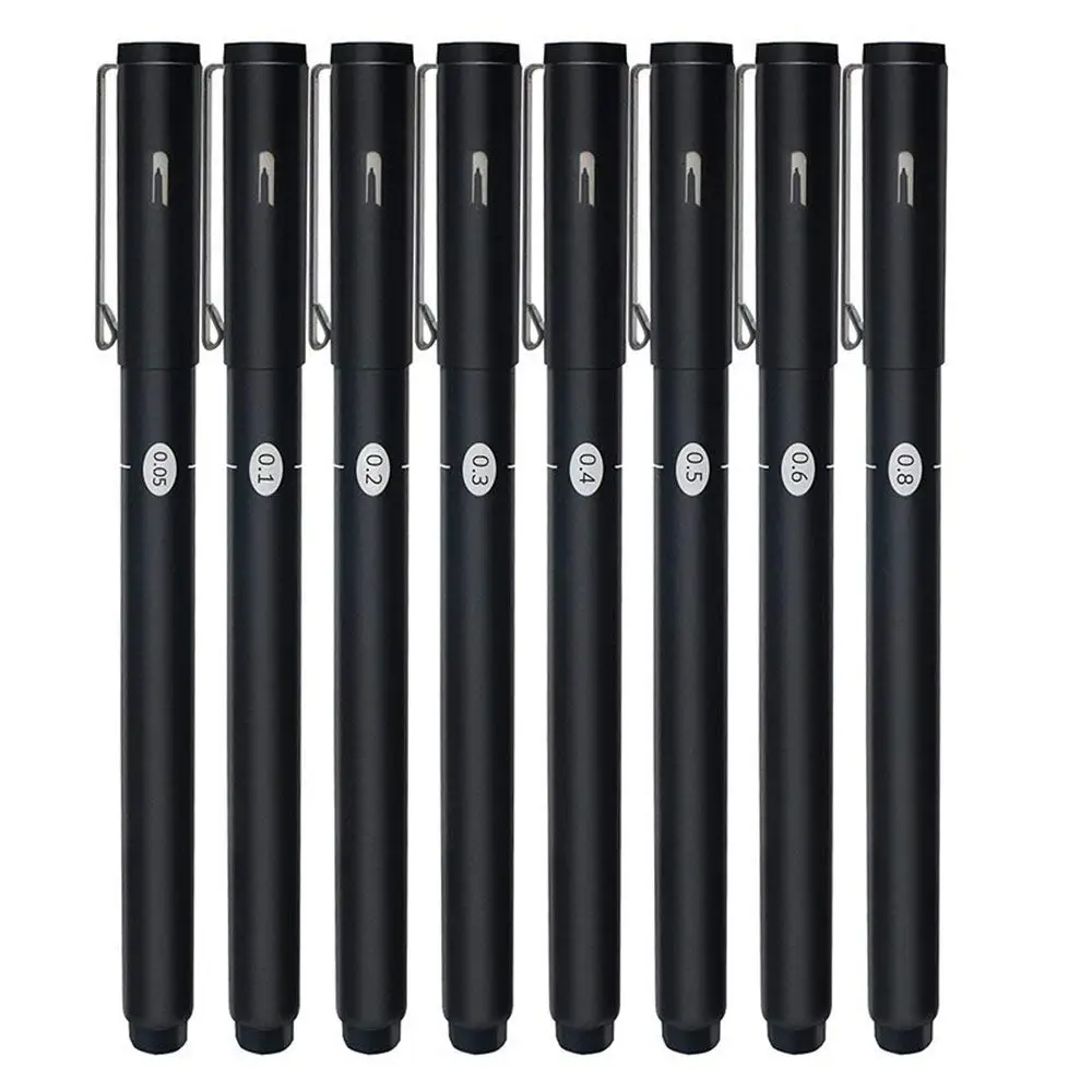 

Black Fineliner Pens Set, Waterproof Fine Line Drawing Pens Markers, Assorted Nibs (8)