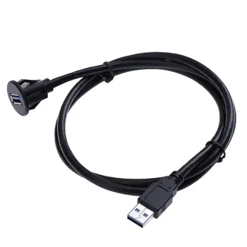 

1m/3.3ft USB3.0 A Male to USB3.0 A Female Black Single Port Flush Mount Car Extension Cable for Car Truck Dashboard Panel Hot
