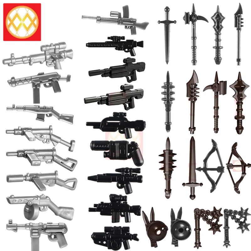 

10PCS Building Blocks Medieval Weapon Pack Military Swat Police GUN Arms WW2 World War Army Accessories Brick MOC Toys For Kids