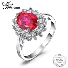JewelryPalace Princess Diana William Kate Middleton’s 3.2ct Red Created Ruby Engagement 925 Sterling Silver Ring for Women