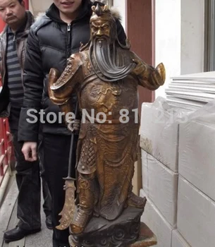 

bi001021 China classic Copper Bronze famous hold sword Dragon Guan Gong Guan Yu Statue