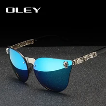 OLEY, роскошный бренд, модные женские готические зеркальные очки, металлическая оправа в виде черепа, дужки Oculos de sol с аксессуарами Y7001