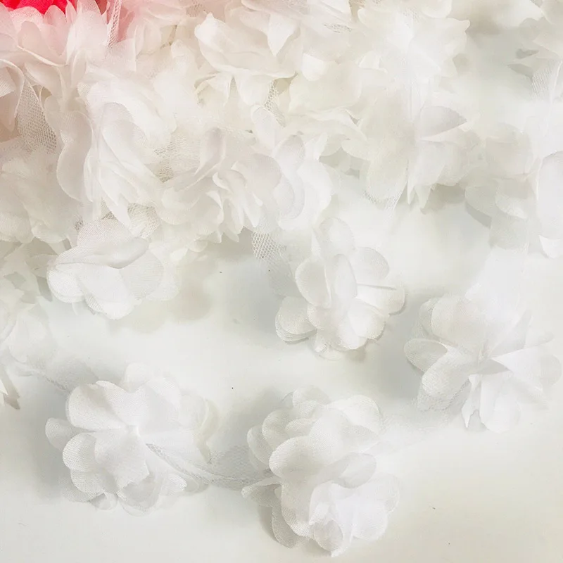 2 ярда = 24 шт. цветы 3D шифон кластер цветы кружевное платье украшения кружевная ткань аппликация отделка Швейные принадлежности - Цвет: L