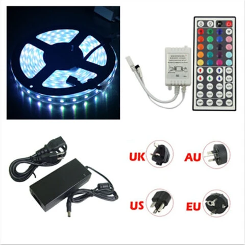 #Best RGB LED Strip 5050 Set DC12V 60led m RGB Strip Waterproof IP67 with 44 keys IR Remote Controller 12V 5A Power Supply