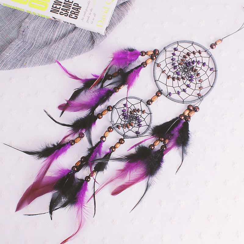 2 обруча Dreamcatchers бусины ручной работы 55 см в индийском стиле Ловец снов перья