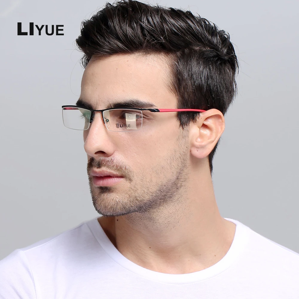 

LIYUE High quality optics eyeglasses men's Prescription eyewear Frames 2017 New optical glasses Metal Frame clear lens glasses