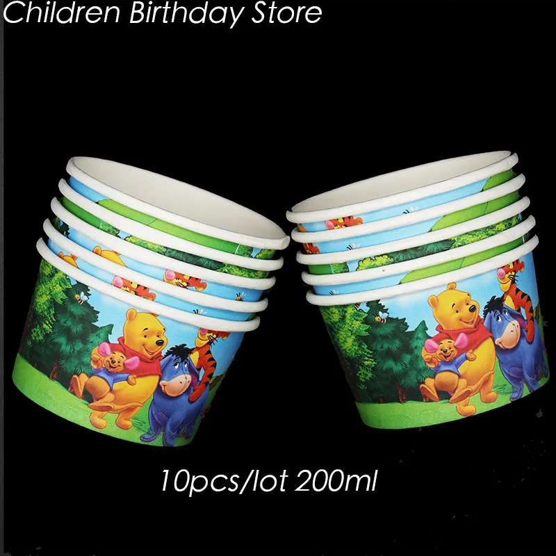 

10pcs/lot Winnie the Pooh theme disposable cups ice cream cups Winnie the Pooh birthday party decorations Winnie cake cups