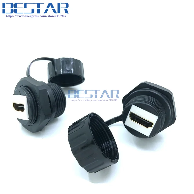 

HDMI Waterproof Connector plug hdmi V2.0 V1.3 V1.4 female data signal Adapter IP67 Water Proof hd line socket straight head