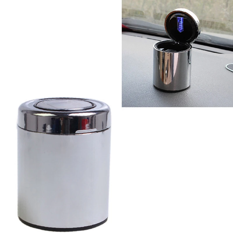 Solar Energy Car Ashtray Led Auto Car Cigarette Cylinder Ashtray Holder