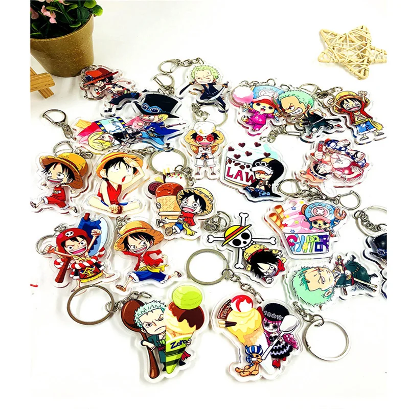 

1pcs 6cm One Piece Sanji Tony Chopper Luffy Sanji Acrylic Pendant Doubleside Keychain Portachiavi Keyring Pendant