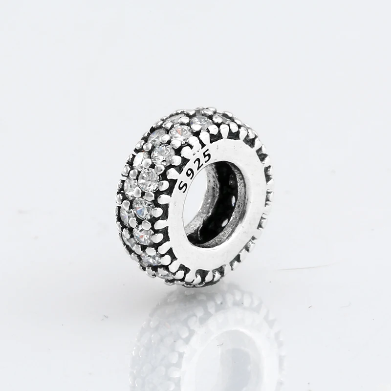 Модные 925 пробы серебряные Искрящиеся прозрачные циркониевые бусины для изготовления ювелирных изделий, подходят к оригинальному браслету Pandora