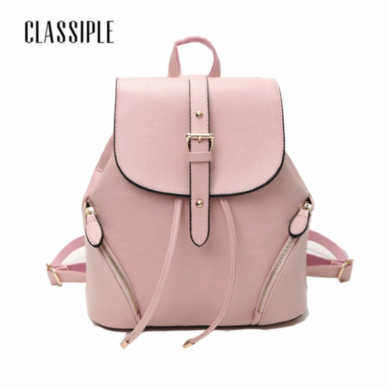 

High Quality PU Leather Backpack Women Designer Pink New 2018 Korean School Bags for Teenager Girls Female Backpack Travel Bag