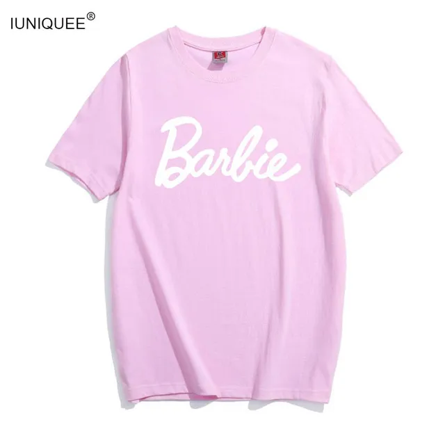 Barbie Letter Print Cotton T-Shirt Women Sexy Tumblr Graphic tee pink grey t shirt Casual tshirts Bae Tops Outfits tees Shirts