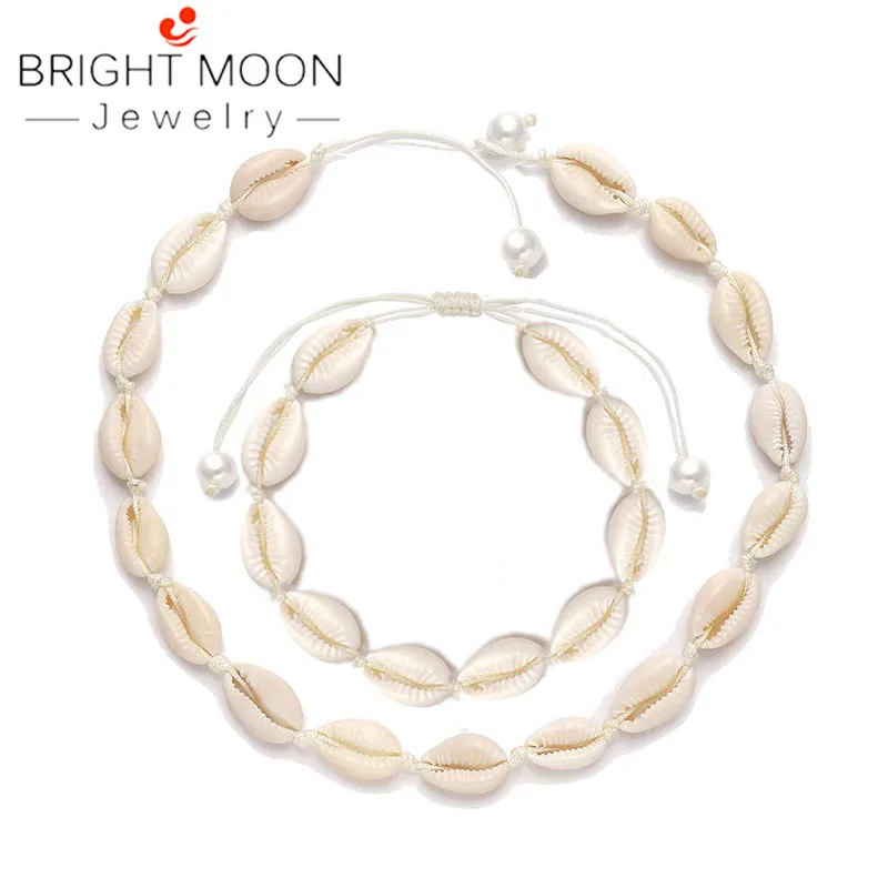 

Shell Choker Necklace for Women Seashel Bracelets Set Puka Shell Necklace Summer Beach Jewelry