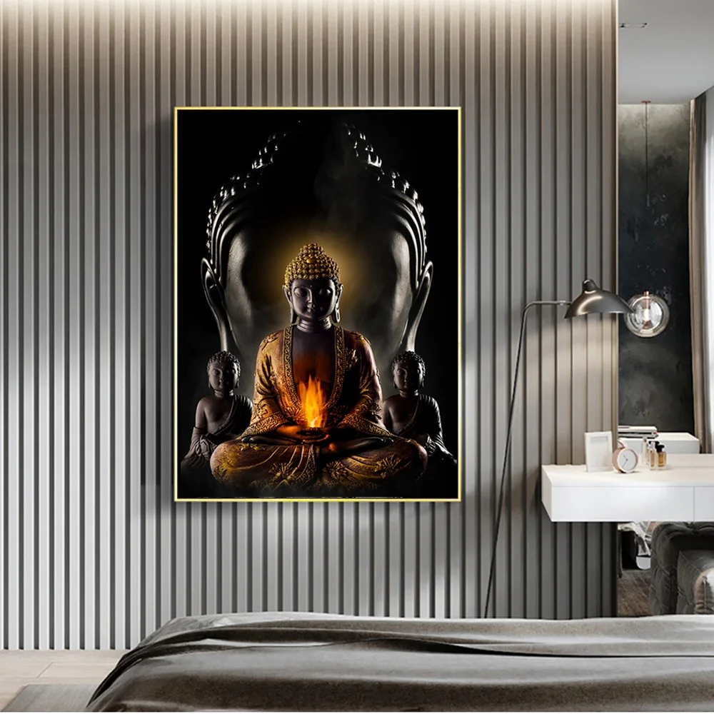 Modern Buddha Wall Art Canvas Prints | Spiritual Buddhism Decor | Meditation Artwork for Home | Enlightenment Wall Paintings image 5