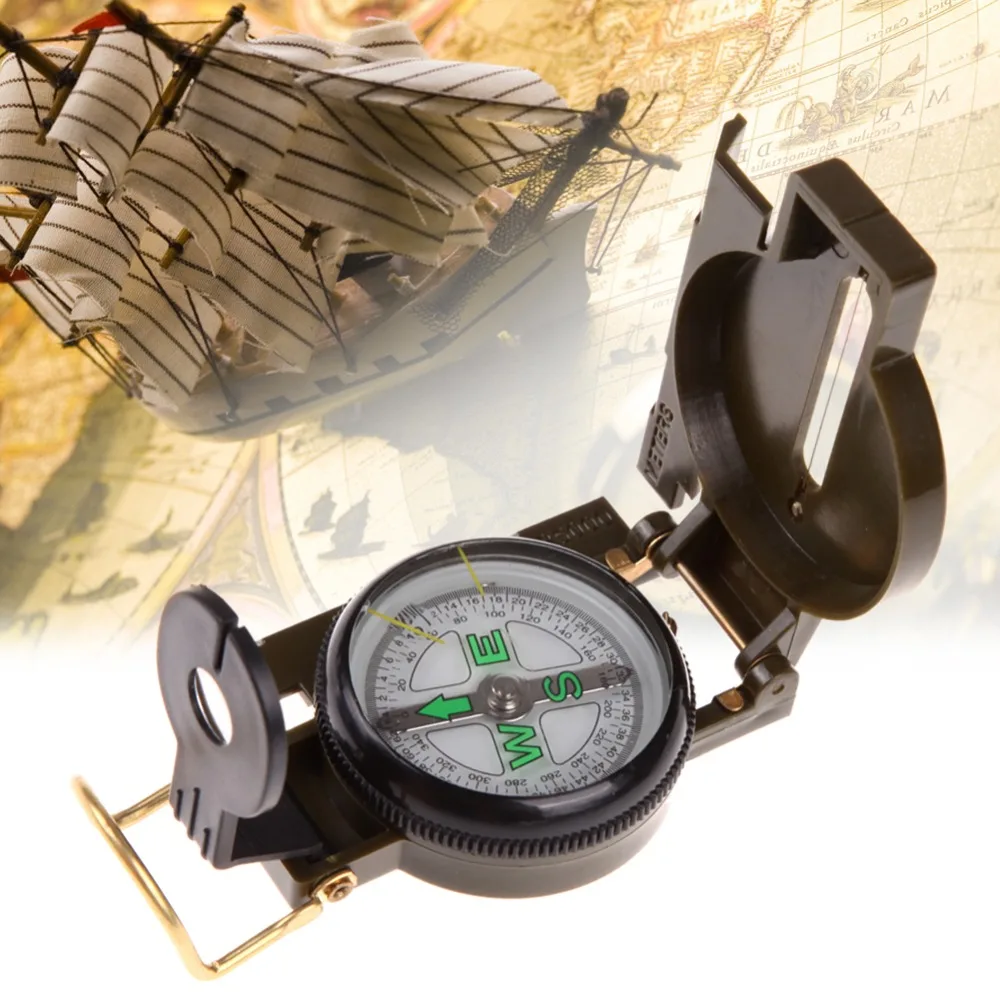 Koop Draagbare Vouwen Army Green Lens Kompas Amerikaanse Militaire Multifunctionele Mini Camping Klimmen Outdoor Campass Tool Dropshipping