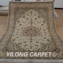 Yilong 6'x9' сотканный вручную шерстяной ковер изысканный qom персидский шерстяной шелковый ковер(1447