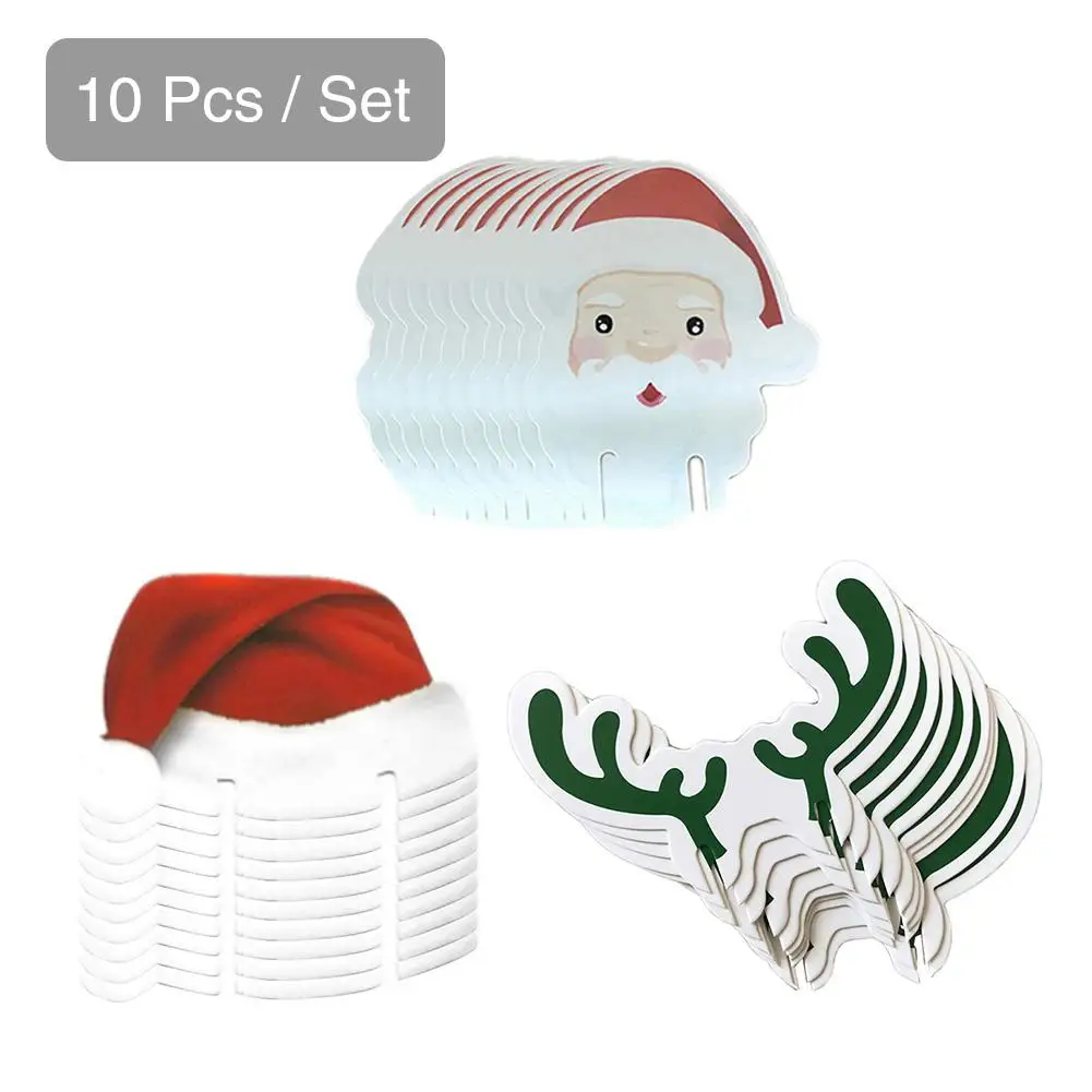 

Hot 10 Pieces/Set of Christmas Glass Sign Flag Xmas Party Dinner Toothpick Flag Food New Year Decoration Christmas Ornaments
