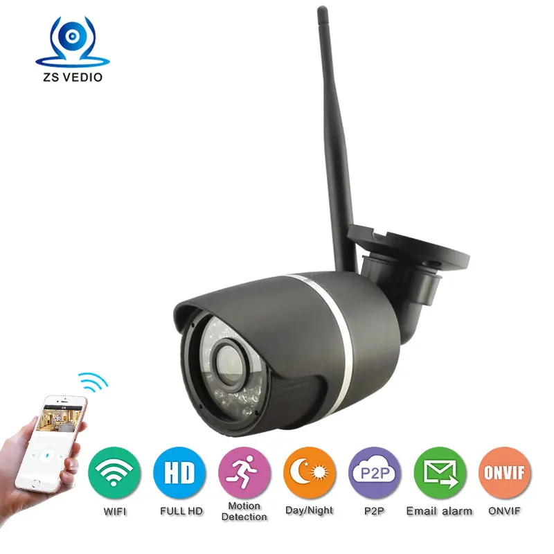 HD 1080p Wifi Camera Bullet Ip Camera Wireless Cctv Onvif P2p Waterproof Night Vision Security Camera