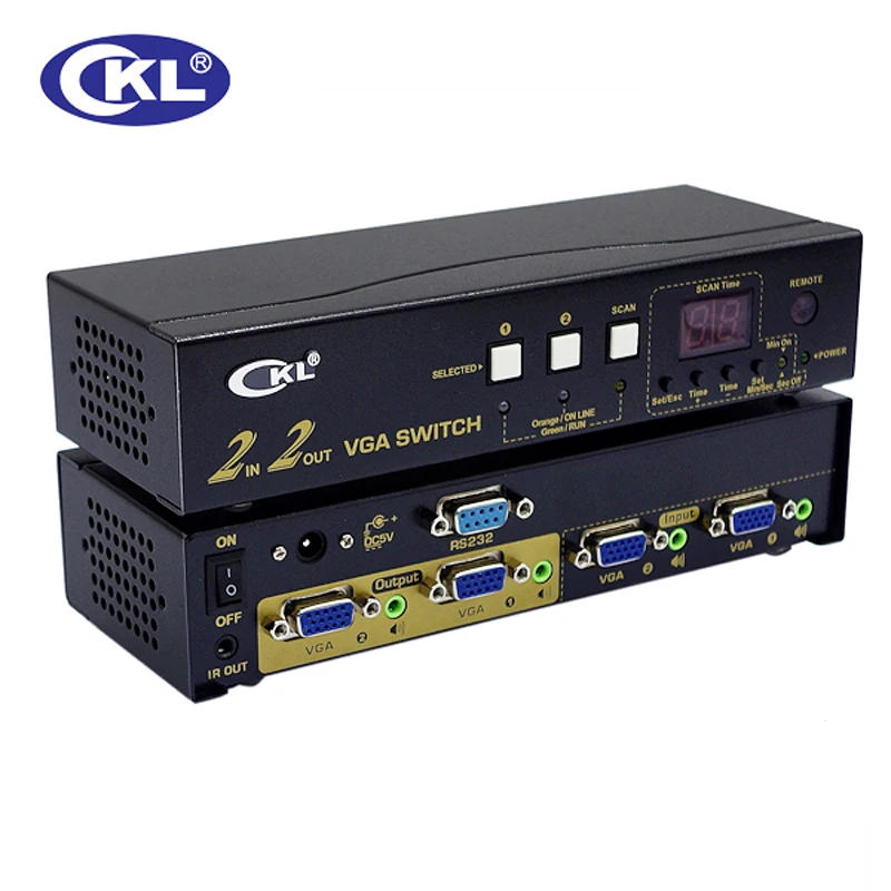 CKL-222R 2 в 2 out VGA HDMI переключатель сплиттер с аудио Поддержка 2048*1536 450 МГц из-за цветопередачи монитора проектор с ИК-пультом дистанционного управления, RS232 Управление