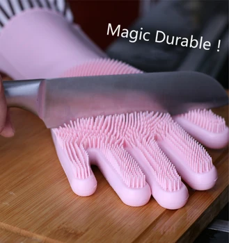 

Magic Silicone Dishwashing Gloves Oven Mitts Kitchen Brush Rubber Scrubber Car Wash Insulated Durable Than Latex Sponge