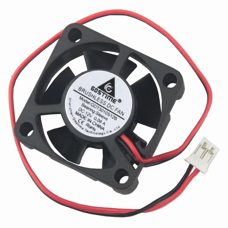 1pc Brushless DC Cooling Fan 30x30x10mm 30mm 3010 12V 0.08A 7 blades 2pin US 