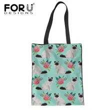 FORUDESIGNS сумка для покупок с милыми принтами "Птичка", "Кошка", складная сумка-тоут, Брезентовая ручка, сумка на плечо, модная сумка для путешествий