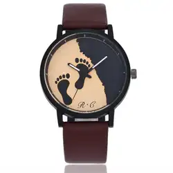 Часы Для женщин Для мужчин след моды кожаный ремешок аналоговые кварцевые наручные часы DE29 Прямая доставка